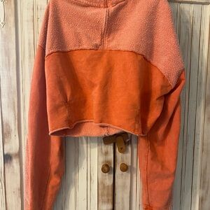 Urban Outfitters set cropped hoodie, sweats, and shirt orange pink